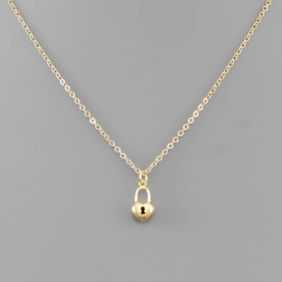 Heart Lock Gold Dipped Necklace - Picture 1 of 1